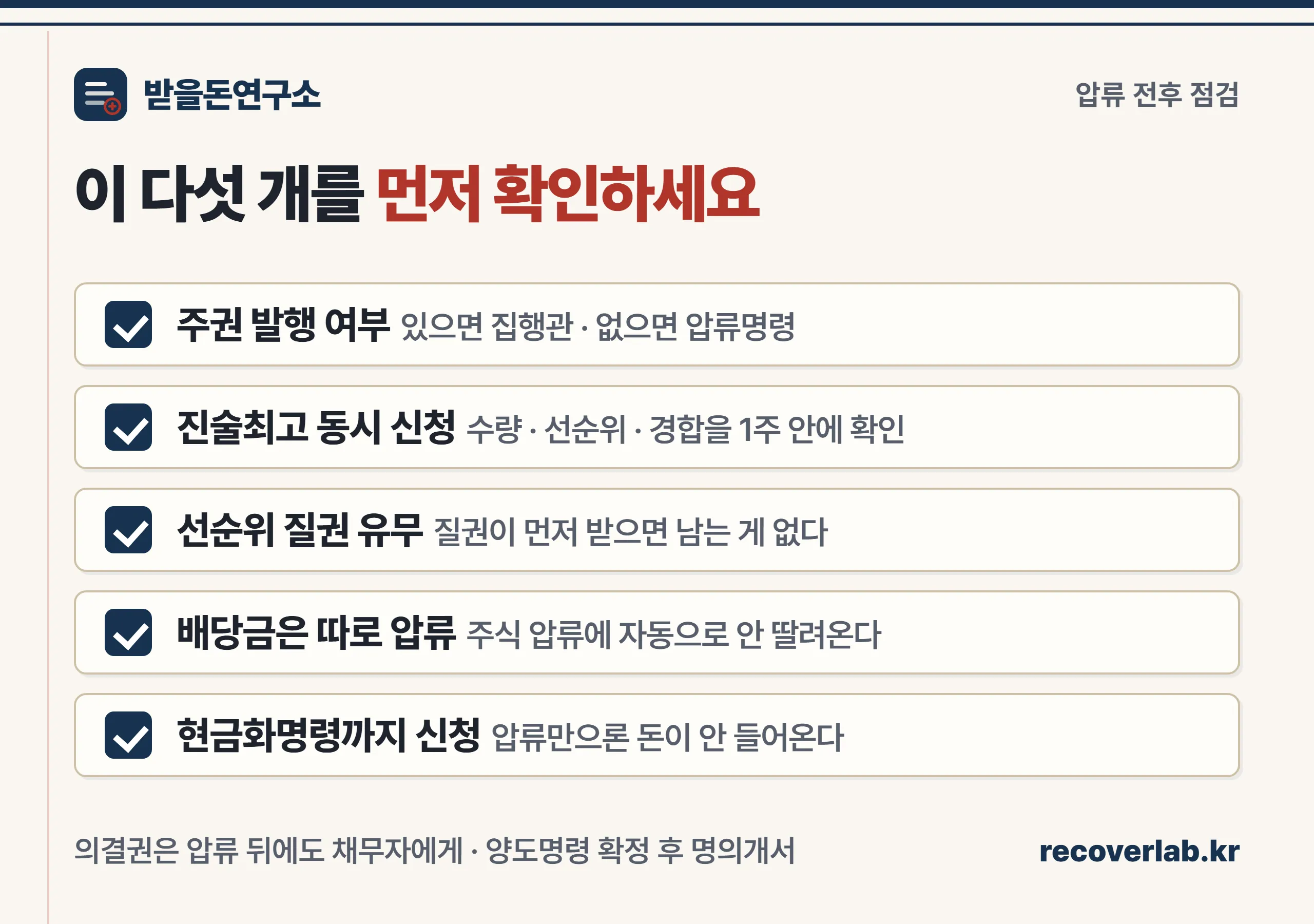 주식 압류 전후로 확인할 다섯 가지 체크리스트 이미지