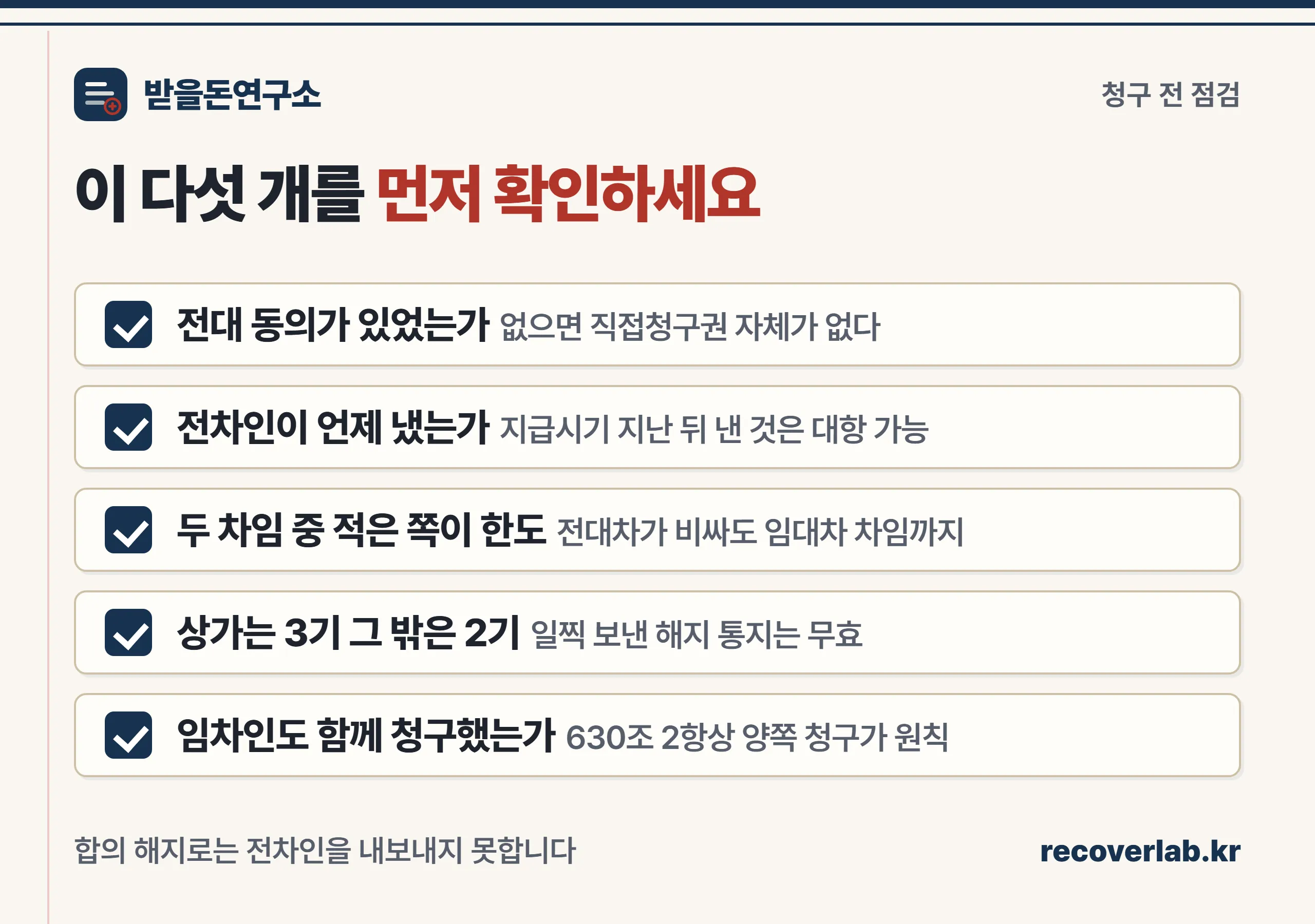 전차인 차임 청구에서 자주 하는 실수 다섯 가지
